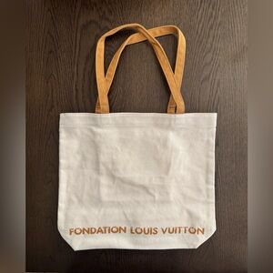 NEW Louis Vuitton Foundation Cream and Tan Cotton Tote NEW IN PACKAGING